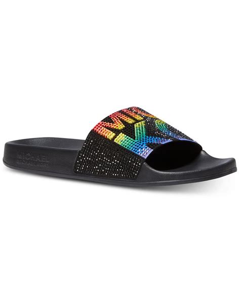 Michael Kors Women's Gilmore Rainbow Pride Pool Slide 